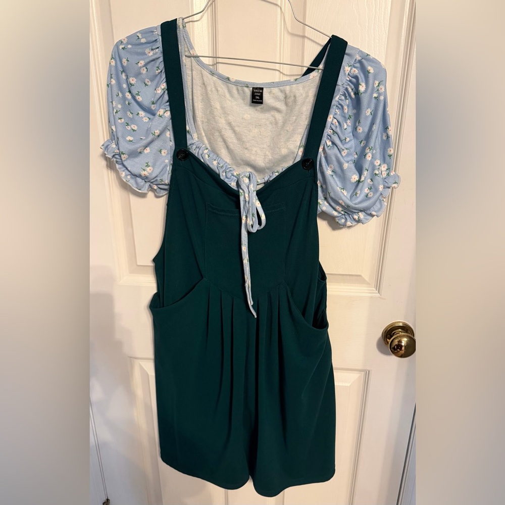Halara Waffle Knit Romper with Boho Floral Crop, Adjustable L to XXL